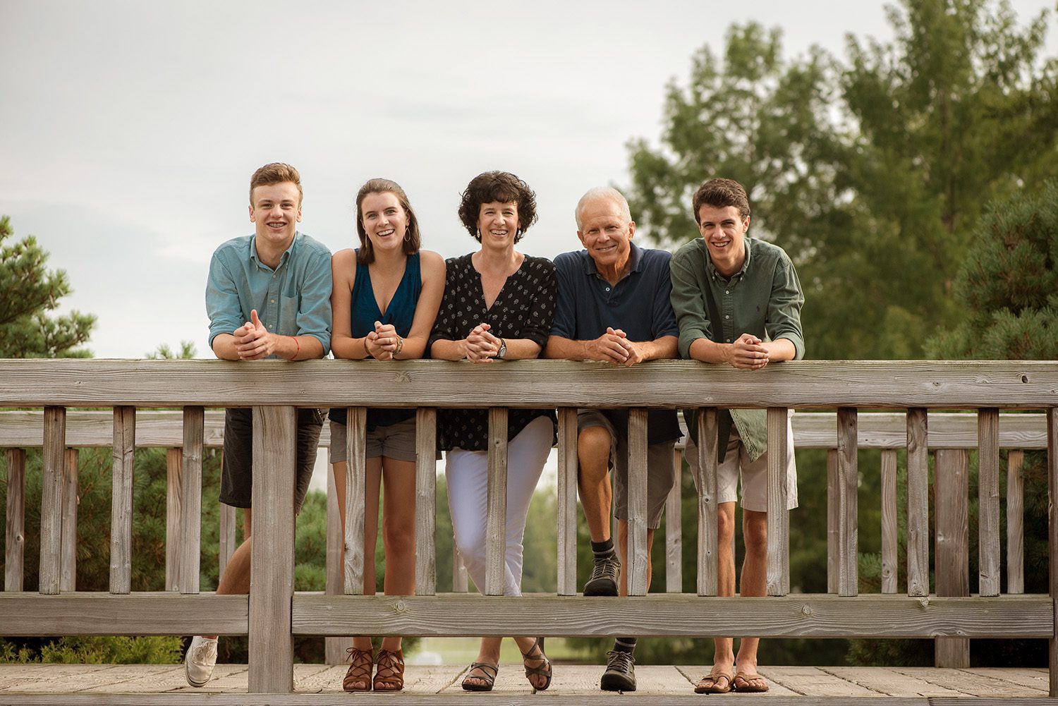 Family photograph on a bridge