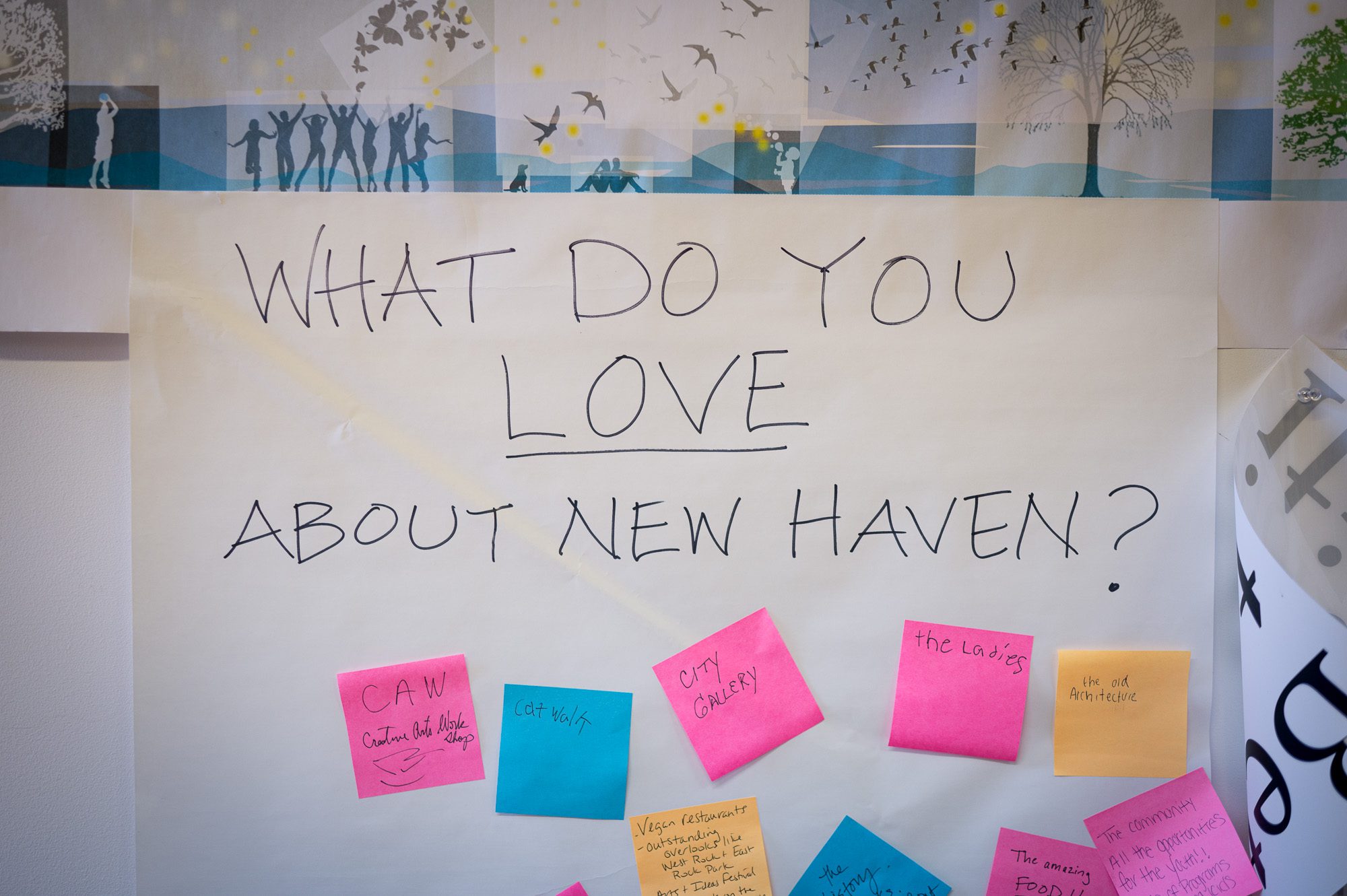 Sign that says What do you LOVE about New Haven?